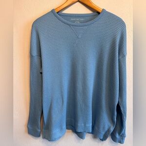 American Eagle Outfitters Light Blue Waffled Crewneck Sweater